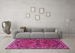 Machine Washable Persian Pink Traditional Rug in a Living Room, wshtr2307pnk