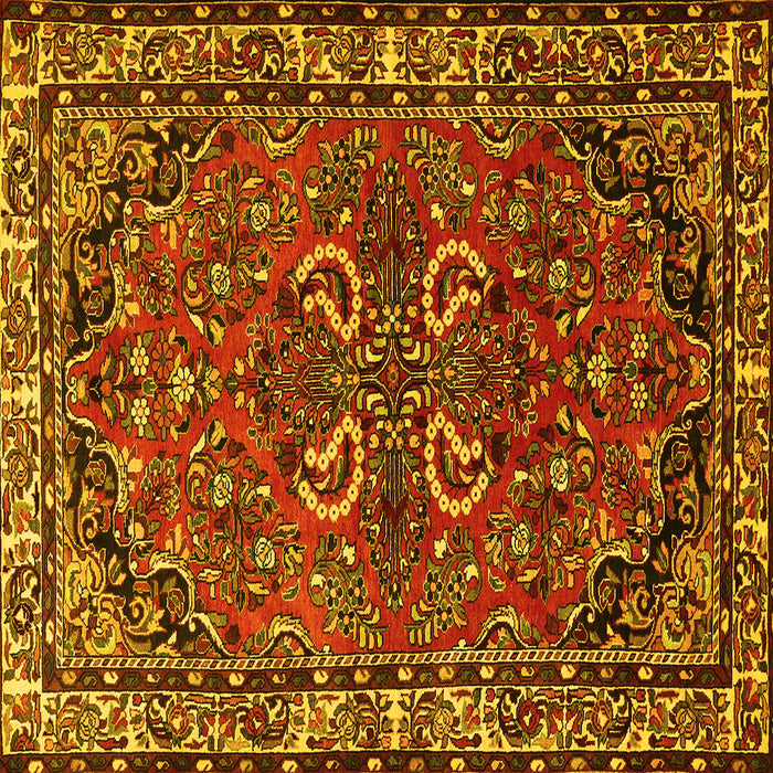Square Persian Yellow Traditional Rug, tr2307yw