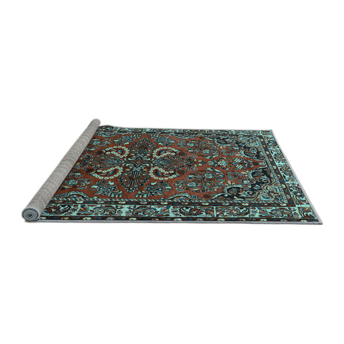 Sideview of Machine Washable Persian Light Blue Traditional Rug, wshtr2307lblu