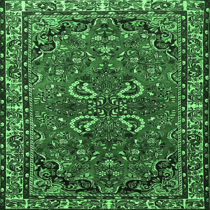 Square Persian Emerald Green Traditional Rug, tr2307emgrn
