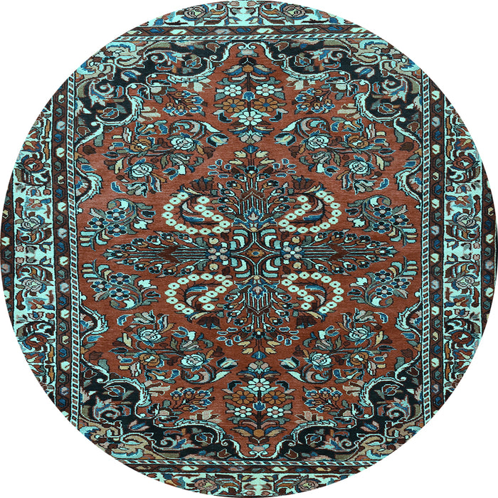 Round Machine Washable Persian Light Blue Traditional Rug, wshtr2307lblu
