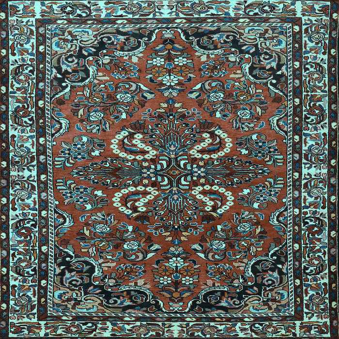 Square Machine Washable Persian Light Blue Traditional Rug, wshtr2307lblu