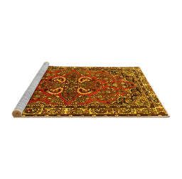 Sideview of Machine Washable Persian Yellow Traditional Rug, wshtr2307yw