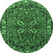 Round Persian Emerald Green Traditional Rug, tr2307emgrn