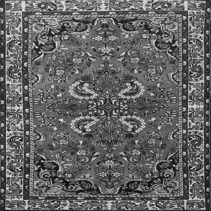 Round Machine Washable Persian Gray Traditional Rug, wshtr2307gry