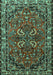 Machine Washable Persian Turquoise Traditional Area Rugs, wshtr2307turq