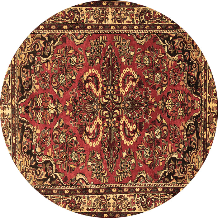Round Machine Washable Persian Brown Traditional Rug, wshtr2307brn