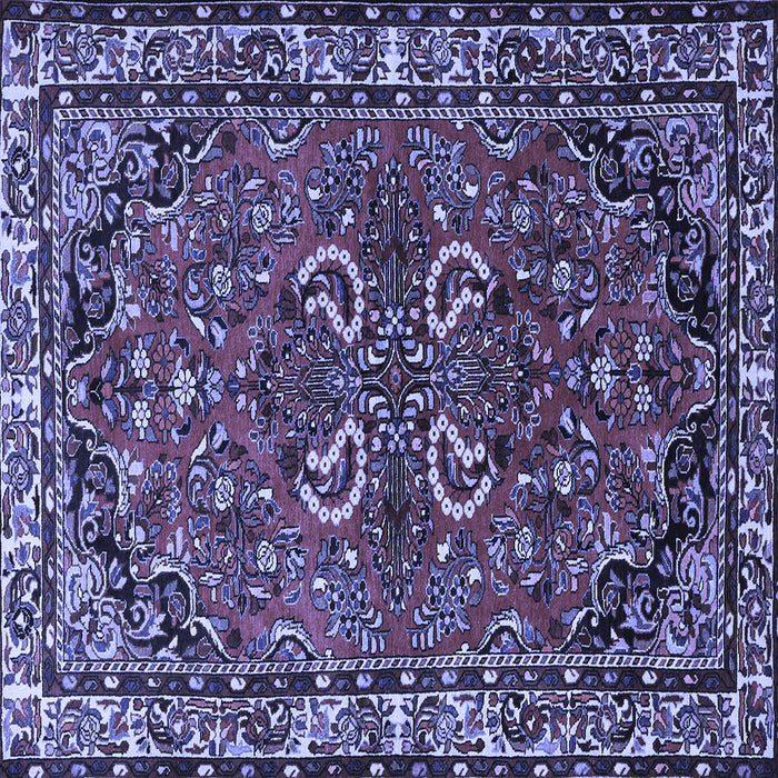 Square Machine Washable Persian Blue Traditional Rug, wshtr2307blu