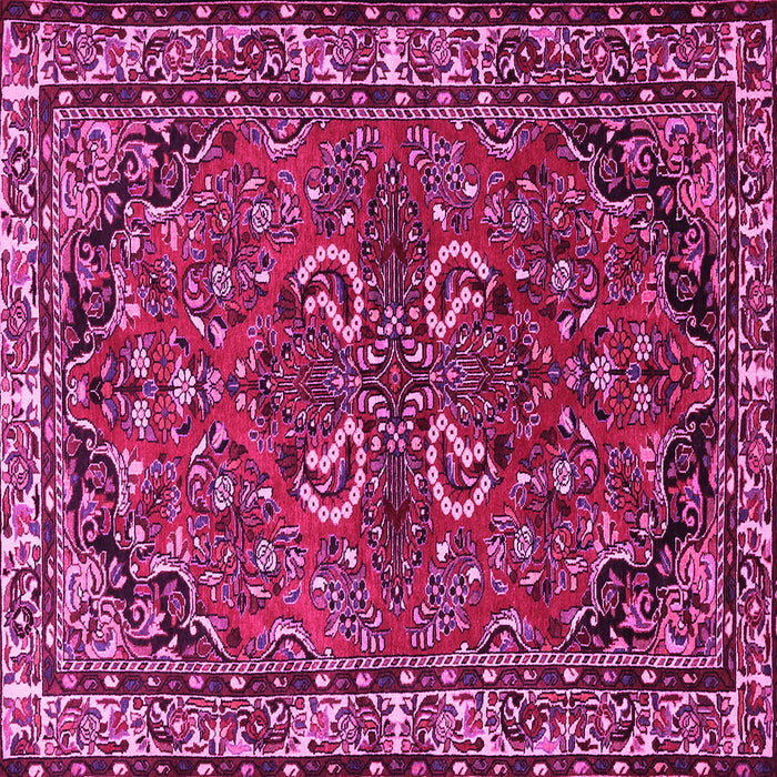 Square Machine Washable Persian Pink Traditional Rug, wshtr2307pnk