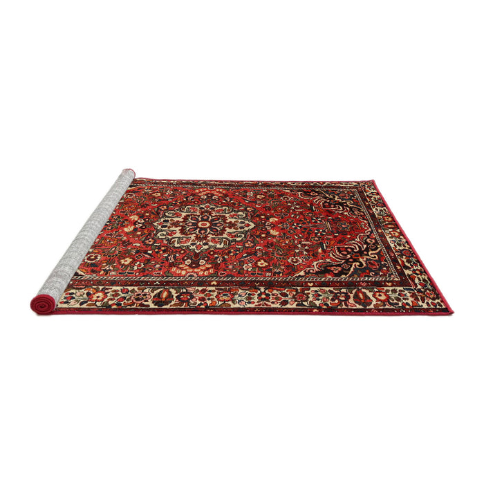 Sideview of Machine Washable Traditional Cranberry Red Rug, wshtr2308