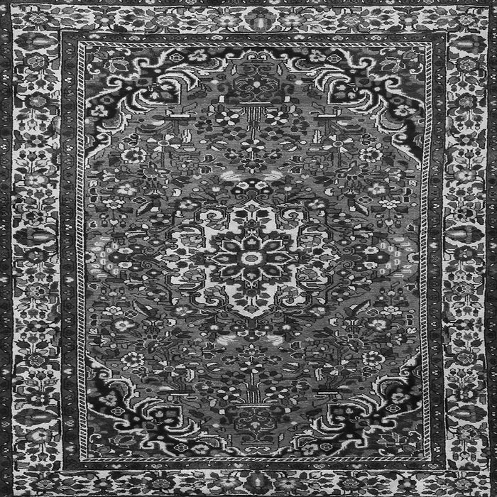Round Machine Washable Persian Gray Traditional Rug, wshtr2308gry