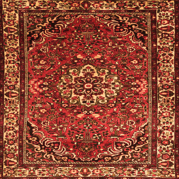 Round Machine Washable Persian Orange Traditional Area Rugs, wshtr2308org
