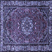 Square Machine Washable Persian Blue Traditional Rug, wshtr2308blu