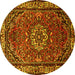 Round Machine Washable Persian Yellow Traditional Rug, wshtr2308yw