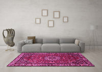 Machine Washable Persian Pink Traditional Rug, wshtr2308pnk