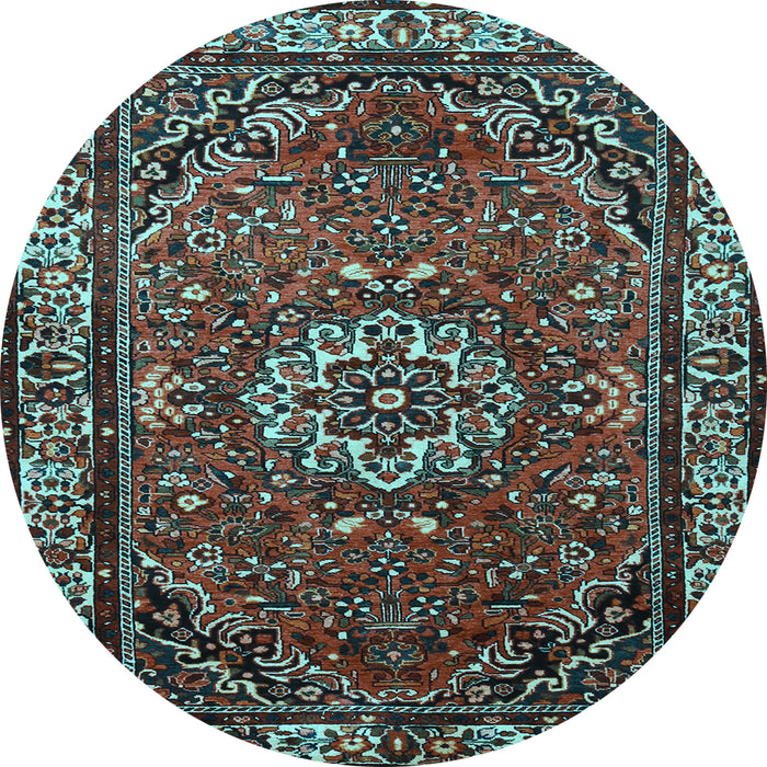 Round Machine Washable Persian Light Blue Traditional Rug, wshtr2308lblu