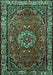 Machine Washable Persian Turquoise Traditional Area Rugs, wshtr2308turq