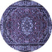 Round Machine Washable Persian Blue Traditional Rug, wshtr2308blu