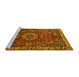 Sideview of Machine Washable Persian Yellow Traditional Rug, wshtr2308yw