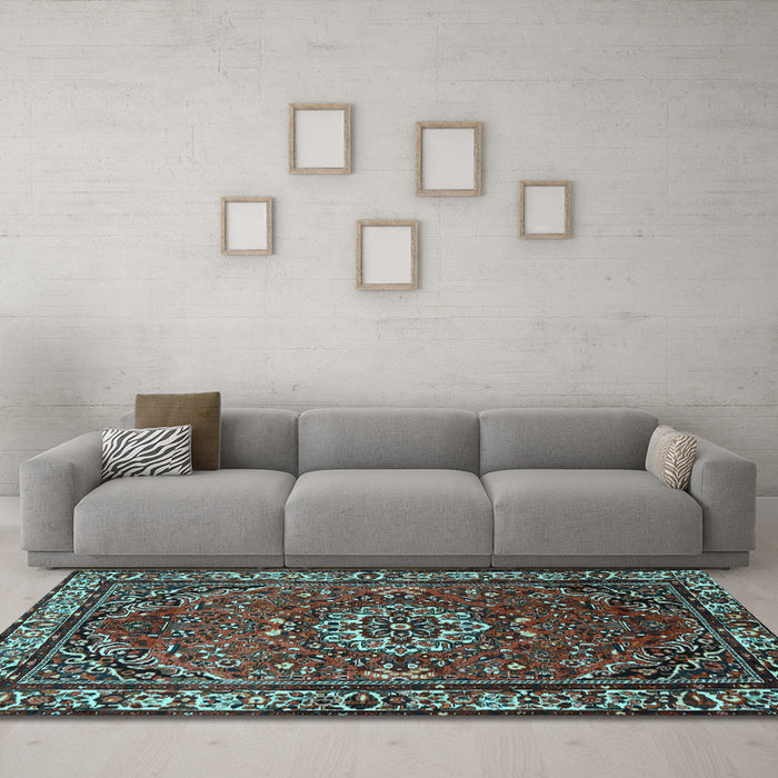 Machine Washable Persian Light Blue Traditional Rug in a Living Room, wshtr2308lblu