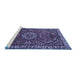 Sideview of Machine Washable Persian Blue Traditional Rug, wshtr2308blu