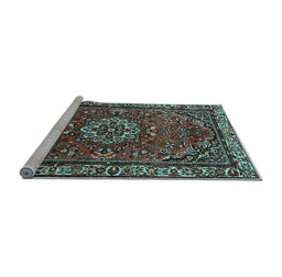 Sideview of Machine Washable Persian Light Blue Traditional Rug, wshtr2308lblu