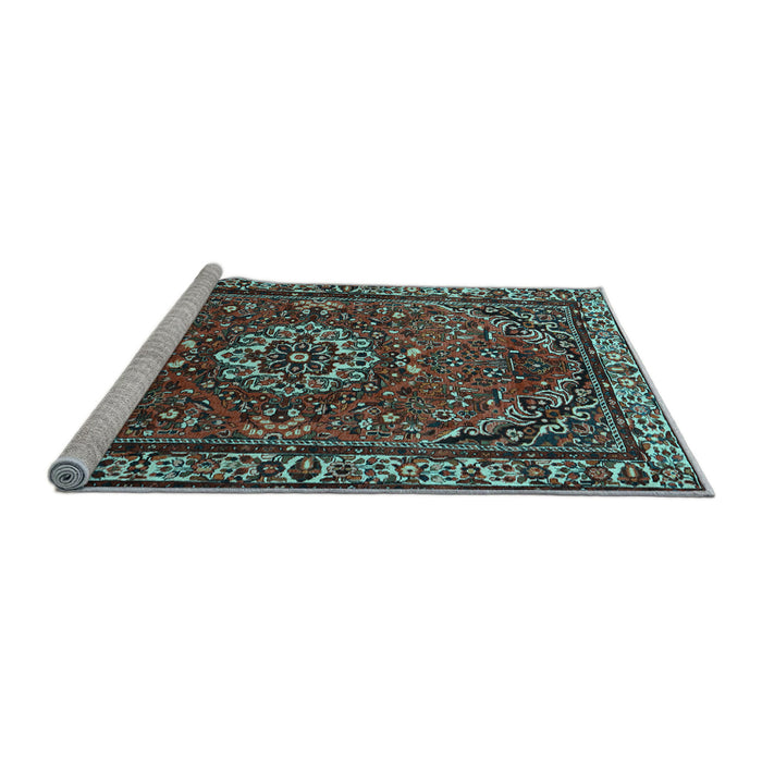 Sideview of Machine Washable Persian Light Blue Traditional Rug, wshtr2308lblu