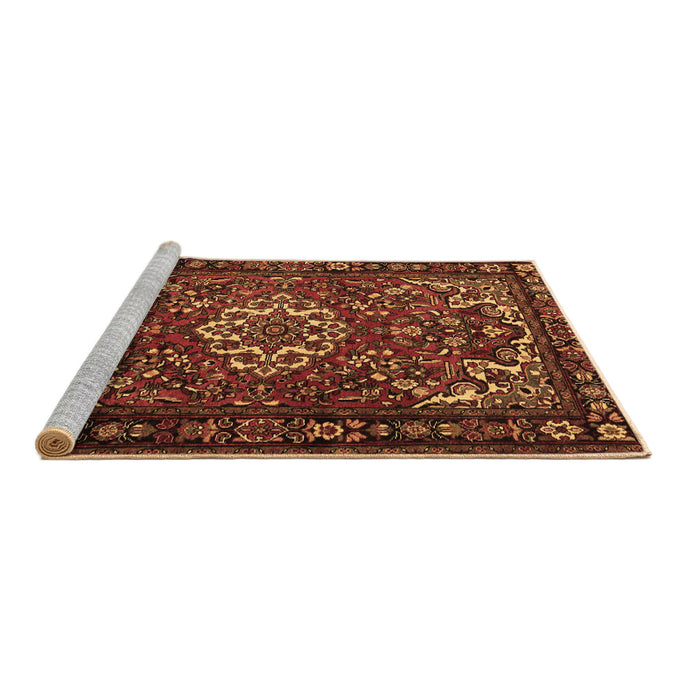 Sideview of Machine Washable Persian Brown Traditional Rug, wshtr2309brn