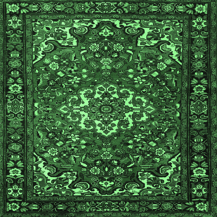 Square Persian Emerald Green Traditional Rug, tr2309emgrn
