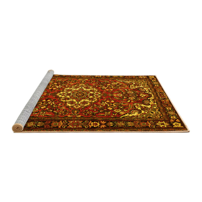 Sideview of Machine Washable Persian Yellow Traditional Rug, wshtr2309yw