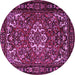 Round Machine Washable Persian Purple Traditional Area Rugs, wshtr2309pur