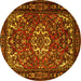 Round Machine Washable Persian Yellow Traditional Rug, wshtr2309yw