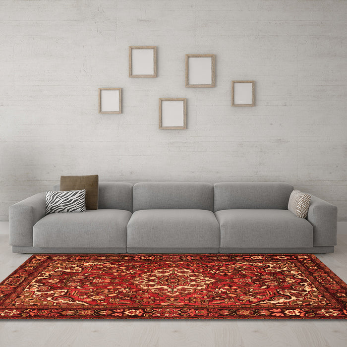 Machine Washable Persian Orange Traditional Area Rugs in a Living Room, wshtr2309org