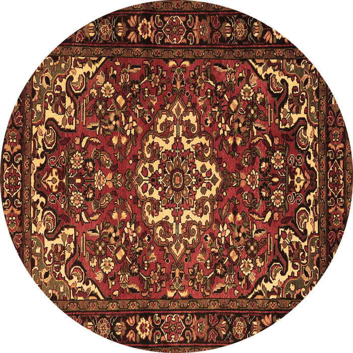 Round Machine Washable Persian Brown Traditional Rug, wshtr2309brn