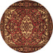 Round Machine Washable Persian Brown Traditional Rug, wshtr2309brn