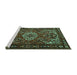 Sideview of Machine Washable Persian Turquoise Traditional Area Rugs, wshtr2309turq