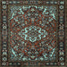 Square Machine Washable Persian Light Blue Traditional Rug, wshtr2309lblu