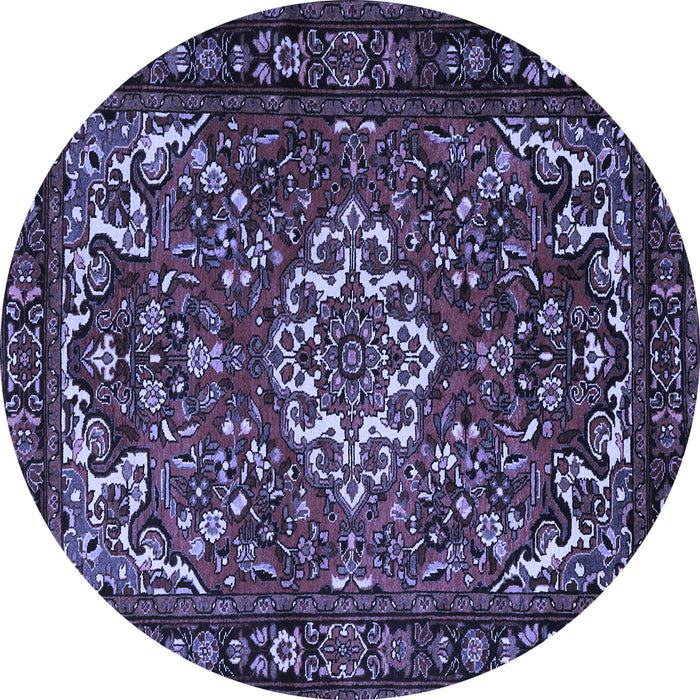 Round Machine Washable Persian Blue Traditional Rug, wshtr2309blu