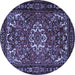 Round Machine Washable Persian Blue Traditional Rug, wshtr2309blu