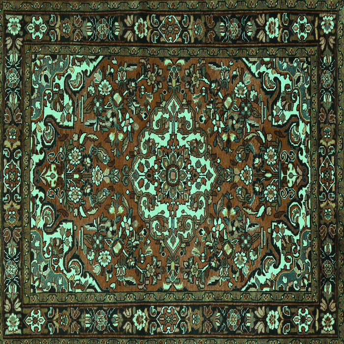Square Machine Washable Persian Turquoise Traditional Area Rugs, wshtr2309turq
