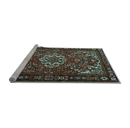 Sideview of Machine Washable Persian Light Blue Traditional Rug, wshtr2309lblu