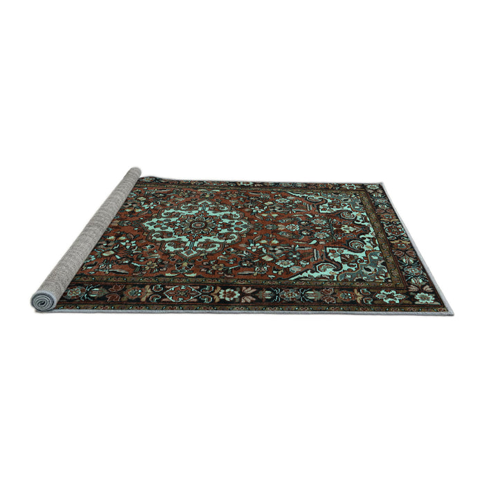 Sideview of Machine Washable Persian Light Blue Traditional Rug, wshtr2309lblu