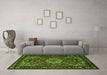 Machine Washable Persian Green Traditional Area Rugs in a Living Room,, wshtr2309grn