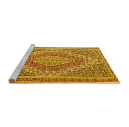 Sideview of Machine Washable Persian Yellow Traditional Rug, wshtr230yw
