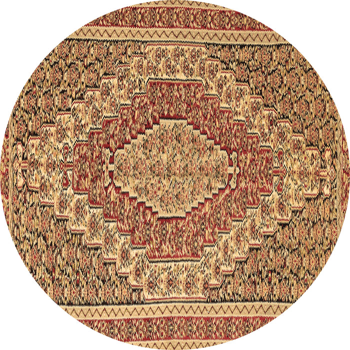 Round Persian Brown Traditional Rug, tr230brn