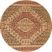 Round Machine Washable Persian Brown Traditional Rug, wshtr230brn