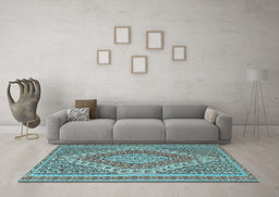 Machine Washable Persian Light Blue Traditional Rug in a Living Room, wshtr230lblu