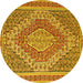 Round Machine Washable Persian Yellow Traditional Rug, wshtr230yw