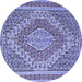 Round Machine Washable Persian Blue Traditional Rug, wshtr230blu