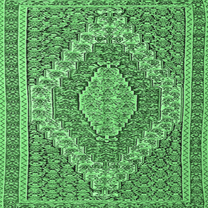 Square Machine Washable Persian Emerald Green Traditional Area Rugs, wshtr230emgrn